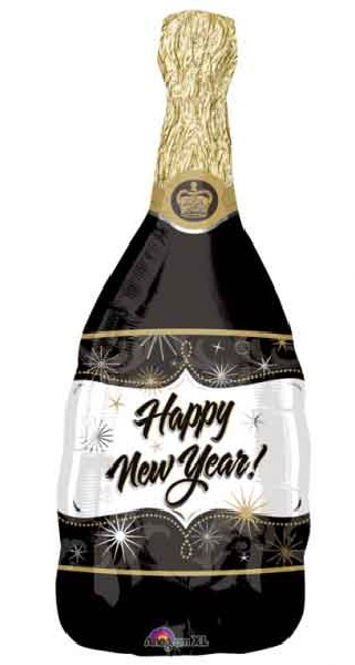107580 ΜΠΑΛΟΝΙ "HAPPY NEW YEAR" ΣΧΗΜΑ-ΣΑΜΠΑΝΙΑ FOIL 36cm x 91cm - Image 1