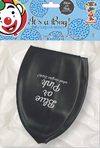 147907 ΜΠΑΛΟΝΙ ΛΑΤΕΞ, "GENDER REVEAL BLUE OR PINK" ΜΕ ΜΠΛΕ ΚΟΜΦΕΤΙ, 1ΤΕΜ, 91ΕΚ - Image 1