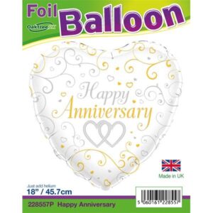 ΜΠΑΛΟΝΙ "HAPPY ANNIVERSARY" FOIL ΚΑΡΔΙΑ-ΛΕΥΚΟ 1ΤΕΜ. 45.7ΕΚ - Image 2