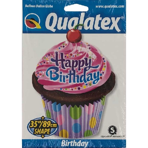 164137-2 ΜΠΑΛΟΝΙ, "HAPPY BIRTHDAY", ΣΧΗΜΑ CUPCAKE FOIL, 1ΤΕΜ, 89ΕΚ - Image 1