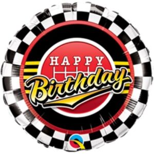 ΜΠΑΛΟΝΙ "HAPPY BIRTHDAY" FOIL RACING ΚΑΡΟ ΑΣΠΡΟΜΑΥΡΟ 1ΤΕΜ. 46ΕΚ