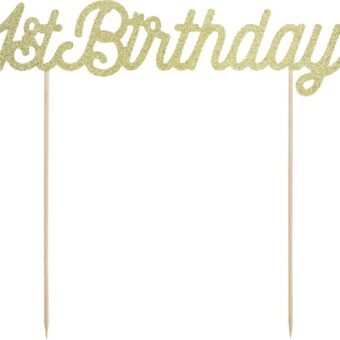 CAKE TOPPER 1ST BIRTHDAY ΧΡΥΣΟ ΓΚΛΙΤΕΡ-1ΤΕΜ