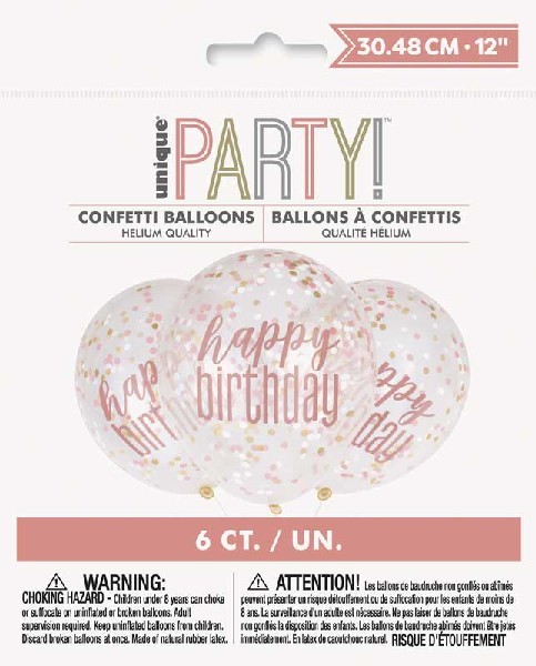 197651 ΔΙΑΦΑΝΟ ΜΠΑΛΟΝΙ ΛΑΤΕΞ, ROSEGOLD ΚΟΜΦΕΤΙ, 6ΤΕΜ - Image 1