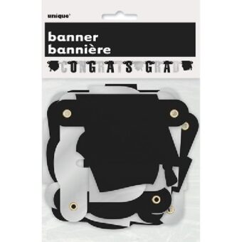 BANNER ΑΠΟΦΟΙΤΗΣΗΣ CONGRATS GRAD ΑΣΗΜΙ-ΜΑΥΡΟ 1.37Μ