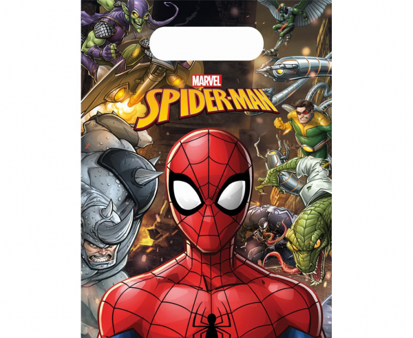 27265 ΣΑΚΟΥΛΕΣ ΚΕΡΑΣΜΑΤΩΝ/ΔΩΡΟΥ ΠΛΑΣΤΙΚΕΣ "SPIDERMAN", 6ΤΕΜ - Image 1