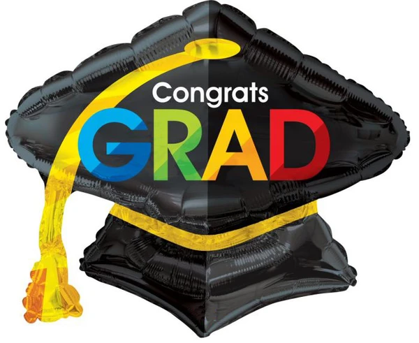 28-kapelo-apofoitisis-grad-foil-baloni_600x_crop_center ΜΠΑΛΟΝΙ "CONGRATS GRAD", ΚΑΠΕΛΟ FOIL, 72ΕΚ - Image 1