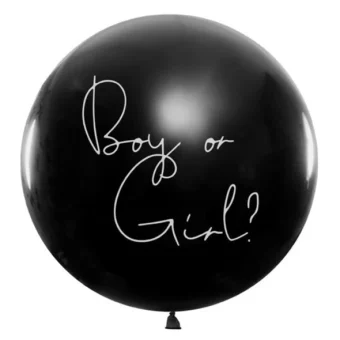 ΜΠΑΛΟΝΙ ΛΑΤΕΞ, "BOY OR GIRL" ΜΑΥΡΟ ΜΕ ΣΙΕΛ ΚΟΜΦΕΤΙ, 1ΤΕΜ, 1μετρο