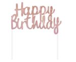 ΧΑΡΤΙΝΟ ΔΙΑΚΟΣΜΗΤΙΚΟ ΤΟΥΡΤΑΣ, "HAPPY BIRTHDAY"  ROSE GOLD 11cm*14cm