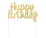 ΧΑΡΤΙΝΟ ΔΙΑΚΟΣΜΗΤΙΚΟ ΤΟΥΡΤΑΣ, "HAPPY BIRTHDAY"  ΧΡΥΣΟ GLITTER 11cm*14cm