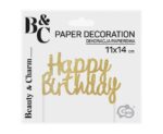 ΧΑΡΤΙΝΟ ΔΙΑΚΟΣΜΗΤΙΚΟ ΤΟΥΡΤΑΣ, "HAPPY BIRTHDAY"  ΧΡΥΣΟ GLITTER 11cm*14cm - Image 2