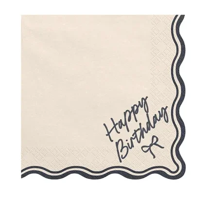 ΧΑΡΤΟΠΕΤΣΕΤΕΣ ''HAPPY BIRTHDAY BOW'' ΜΠΕΖ-ΜΑΥΡΟ 33*33ΕΚ 2ΦΥΛΛΕΣ - 12ΤΕΜ