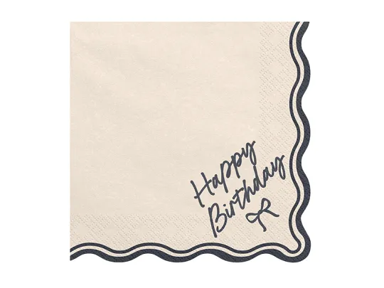 large_SP33-99_01_S ΧΑΡΤΟΠΕΤΣΕΤΕΣ ''HAPPY BIRTHDAY BOW'' ΜΠΕΖ-ΜΑΥΡΟ 33*33ΕΚ 2ΦΥΛΛΕΣ - 12ΤΕΜ - Image 1